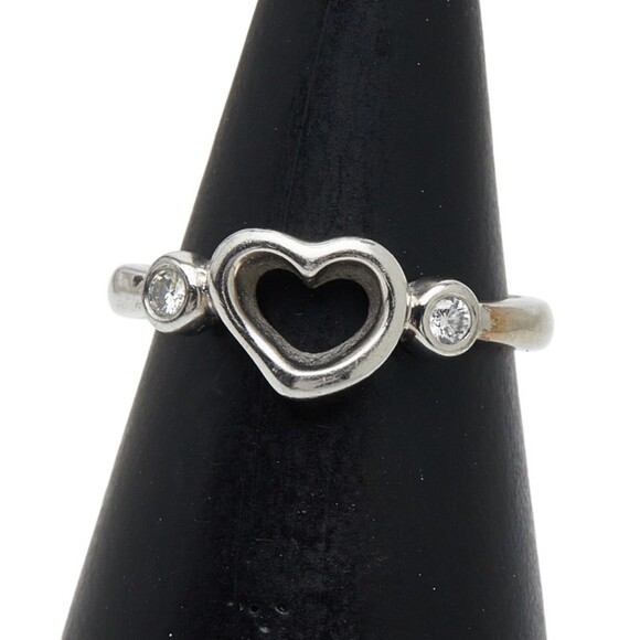 TIFFANY Authentic Silver Diamond Heart Ring